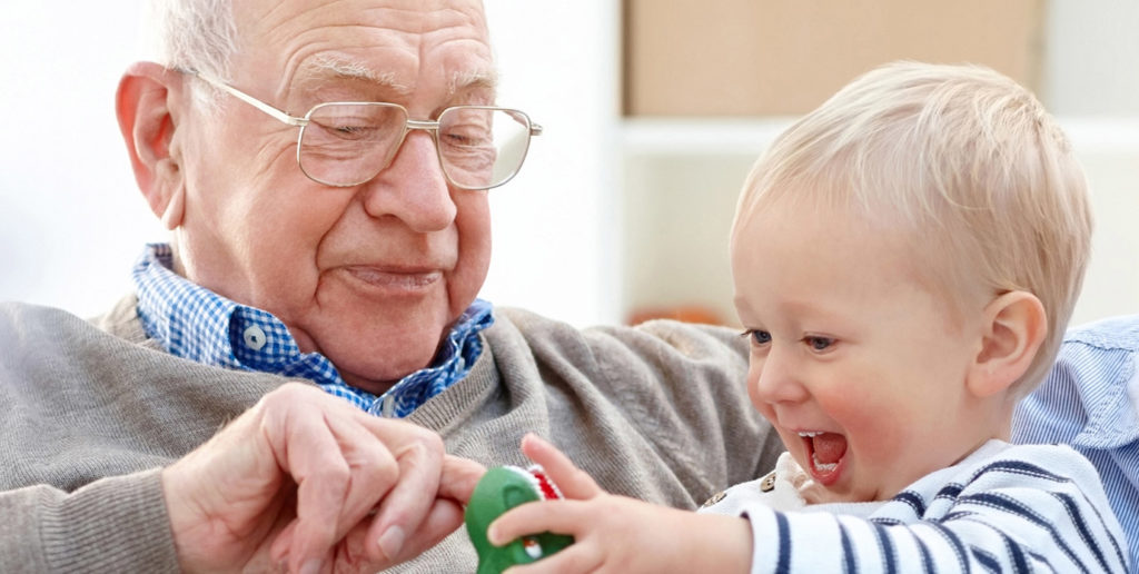 grandpa and child playing