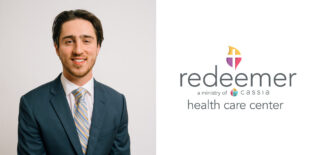 Meet Trent Kanitz, our new administrator at Redeemer Health & Rehab Center! Trent is smiling warmly in a suit and tie, ready to bring his passion for quality care to our community. The Redeemer Health Care Center logo is displayed beside him, symbolizing a new chapter of leadership and dedication.